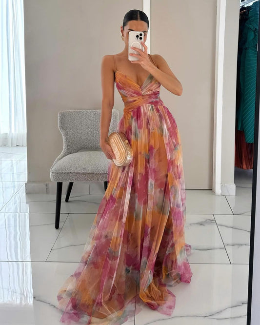 Giselle - Maxi vestido encantador con estampado floral