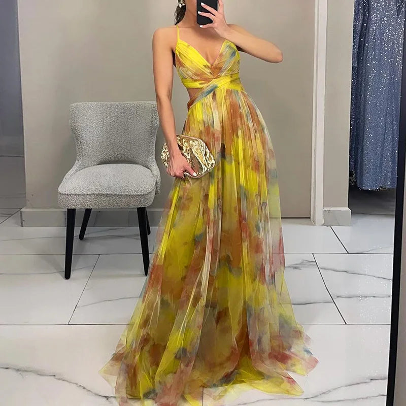 Giselle - Maxi vestido encantador con estampado floral